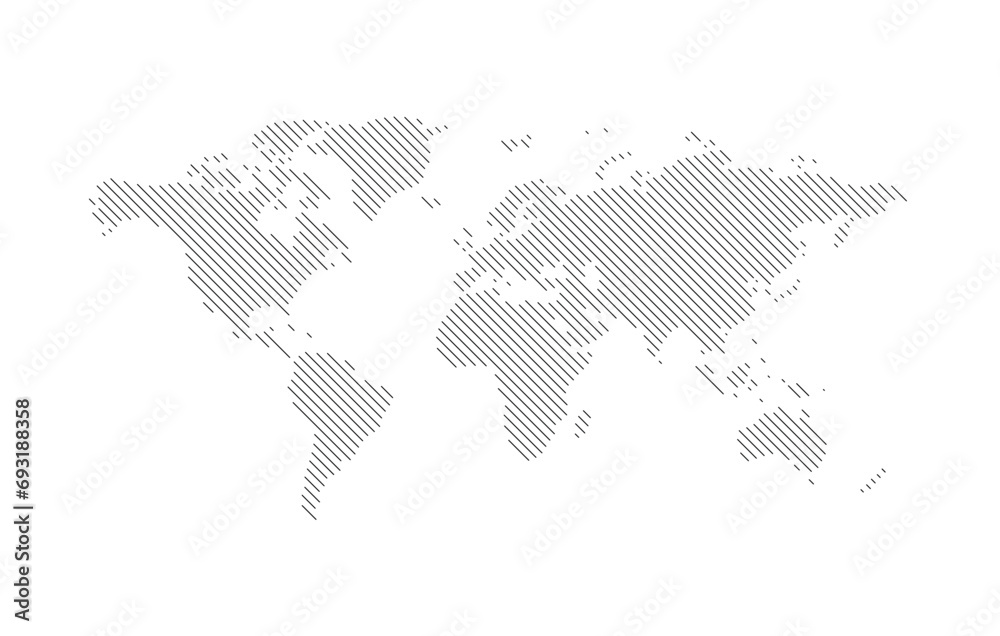 Obraz premium World map - hatched silhouette of the continents on planet Earth, vector illustration on white