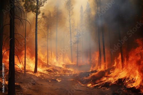 Trees In Flames During Forest Fire © corey