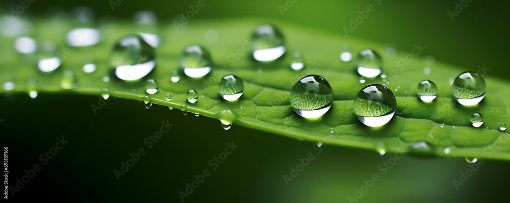 Close-up background with water droplets on leaves Close-up background with water droplets on leaves