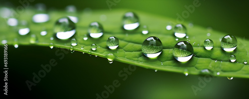 Close-up background with water droplets on leaves