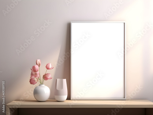 Blank frame mockup template for poster display