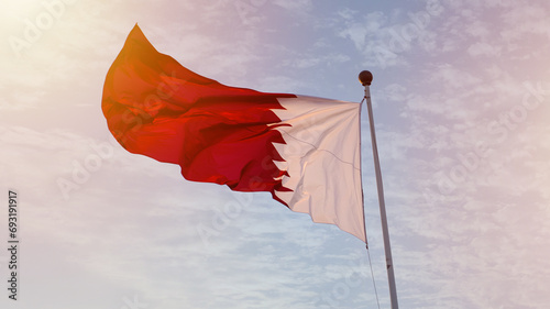 National flag of State of Qatar. photo