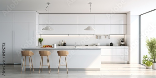 a contemporary white kitchen interior.