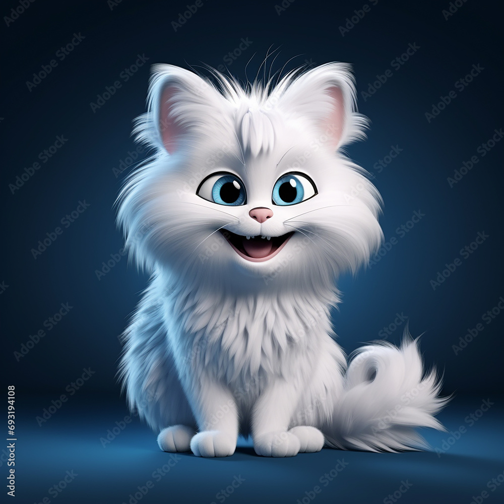 white cat with blue eyes made with generative AI