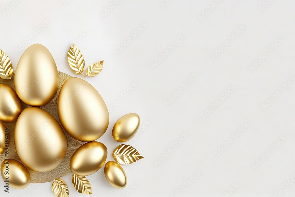 Elegante Ostereierdekoration mit goldenen Ostereiern 