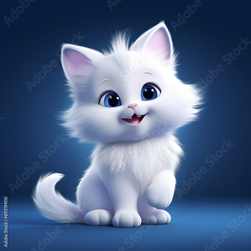 white cat with blue eyes made with generative AI