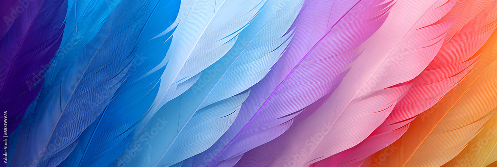 Colorful feather background material, banner