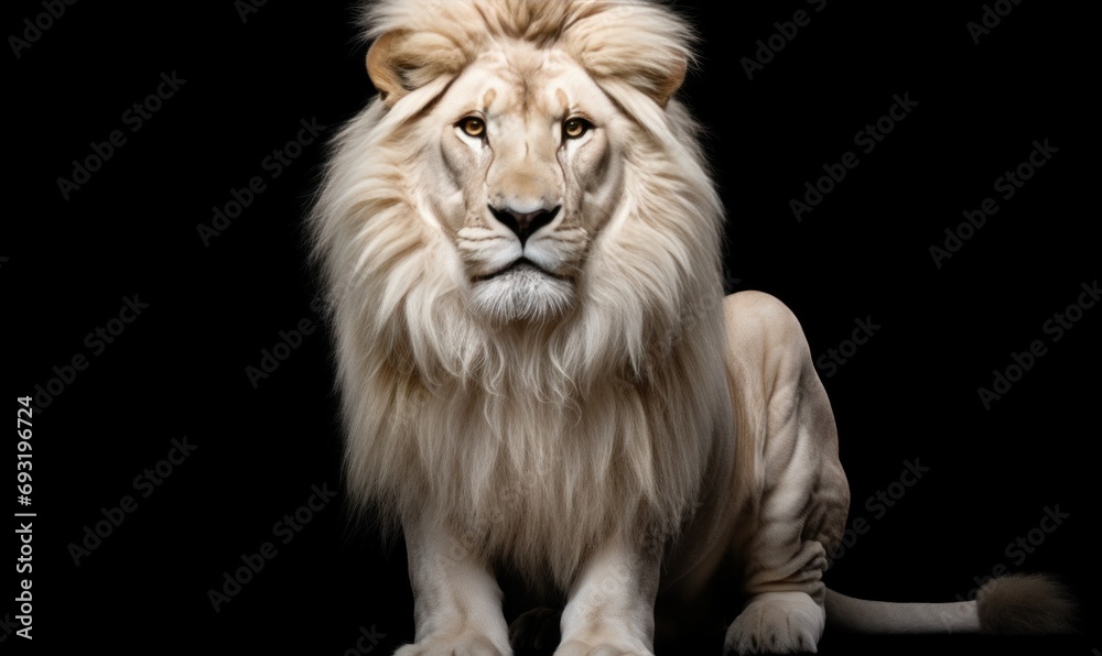 black background with white lion