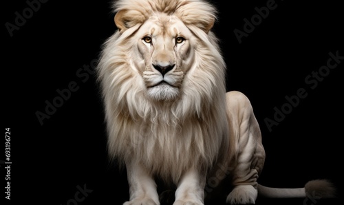 black background with white lion