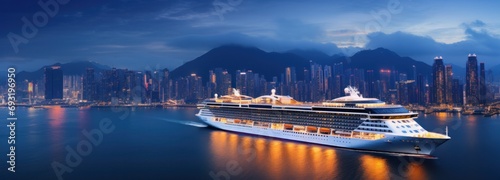 cruise ship on a big ocean photo