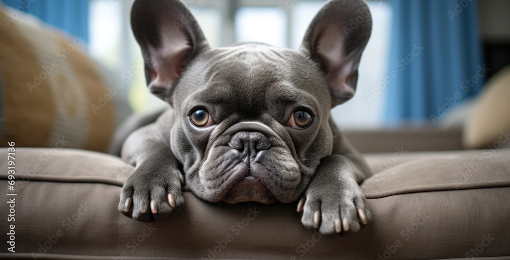 french bulldog laying down on a couch
