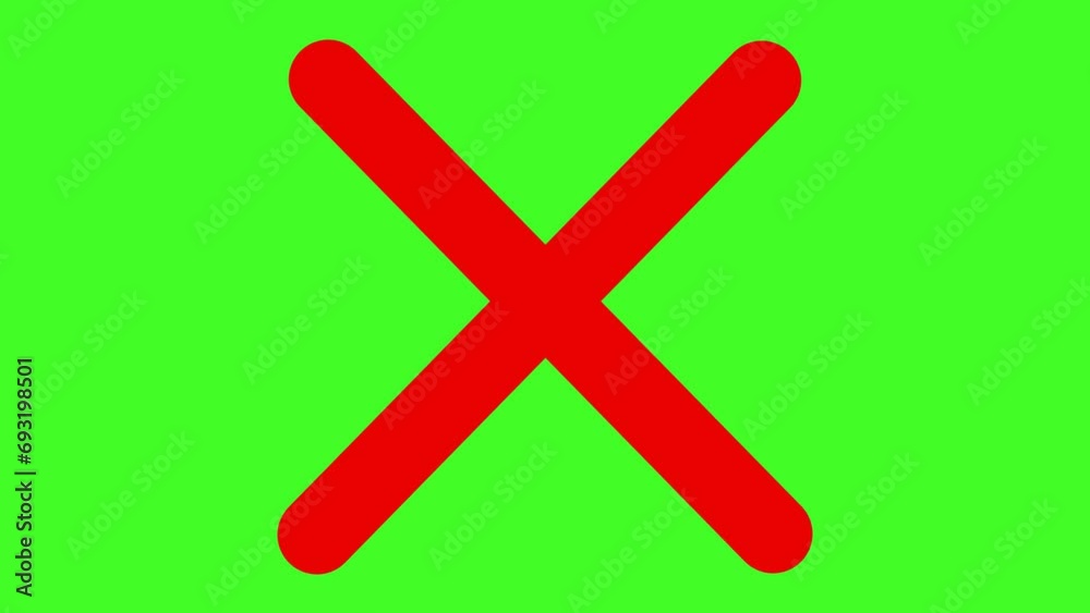 NG or false or no or wrong or cross mark or letter X animation on green screen background NG or false or no or wrong or cross mark or letter X animation on green screen background