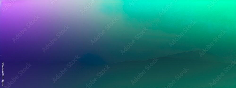 Glowing Symphony: Grainy Gradient Background in Green and Purple - Noise Texture for Abstract Banner, Header, and Poster Design