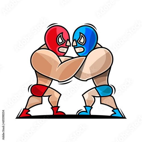 Traditional Mexico lucha libre fighters to performance