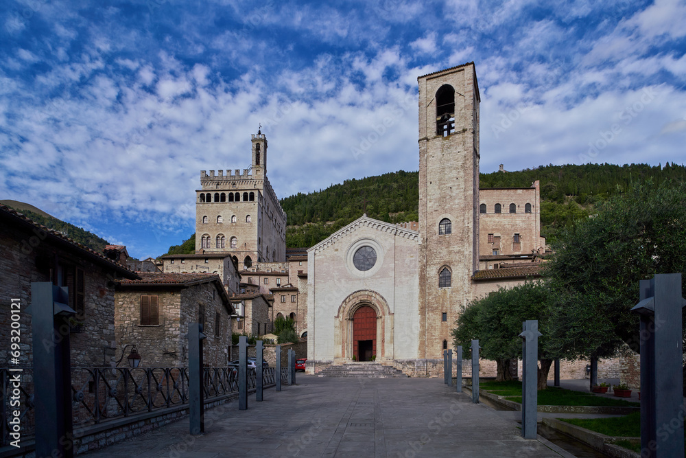 The medieval town of Gubbio and the gothic church of San Giovanni Battista, Umbria, Italy