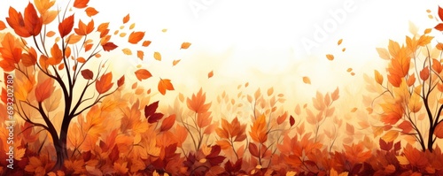 Autumn leaves seasonal background illustration. Generative ai