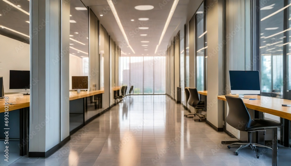 nice modern office with beautiful long office corridor with and defocused room background concepts and ideas for business presentation background wallpaper and backdrop ideas for corporate and commer