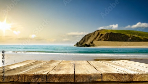 table background of free space and summer beach landscape