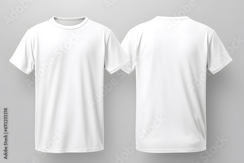 T-shirt mockup. White blank t-shirt front and back views
