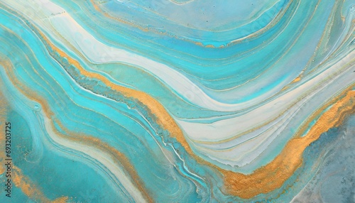 photography of abstract marbleized effect background blue mint gold and white creative colors beautiful paint