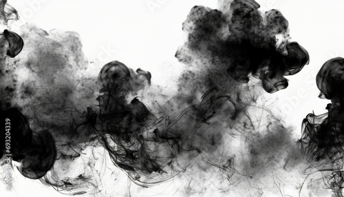 abstract black puffs of smoke swirl overlay on background pollution royalty high quality free stock image of abstract smoke overlays on white background black smoke swirls fragments photo