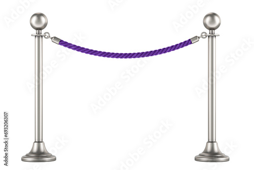 Obraz na plátně Violet barrier rope, 3D rendering isolated on transparent background