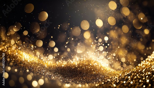 glitter defocused abstract twinkly lights with golden dust and shine bright futuristic luxury for christmas and party backdrop ai generative