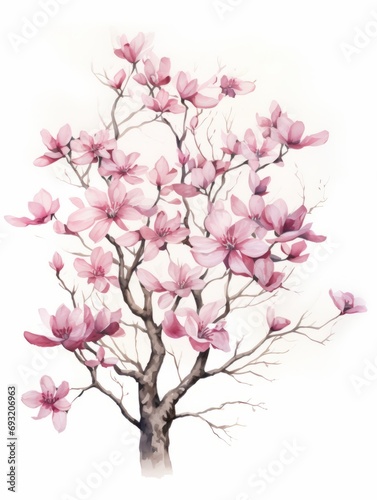An Artistic Watercolor of a Blooming Dogwood Tree AI Generated