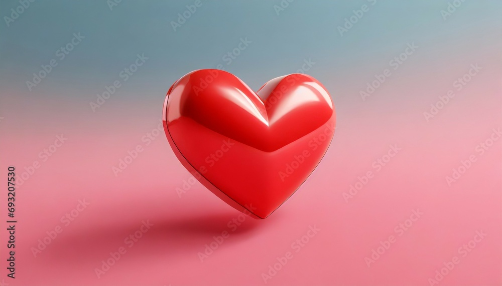 3d red heart on pink background heart icon like and love 3d render illustration