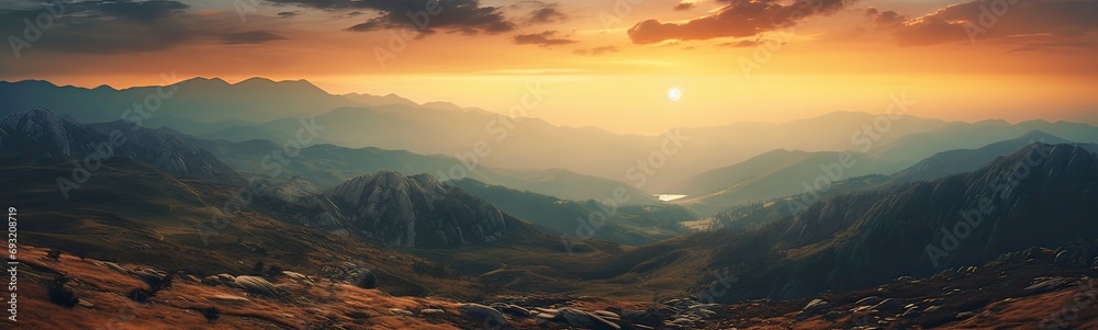 Panoramic Mountain Sunset