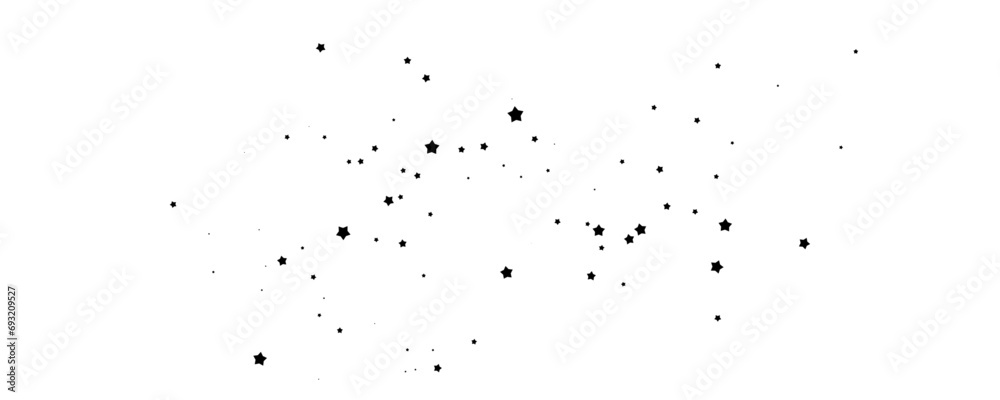 Shooting Star Black. Shooting star with an elegant star trail on a white background. Festive star sprinkles, powder. Vector png.	

