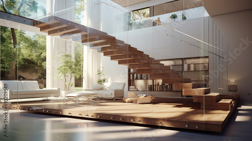 realistic mockup of a modern stair