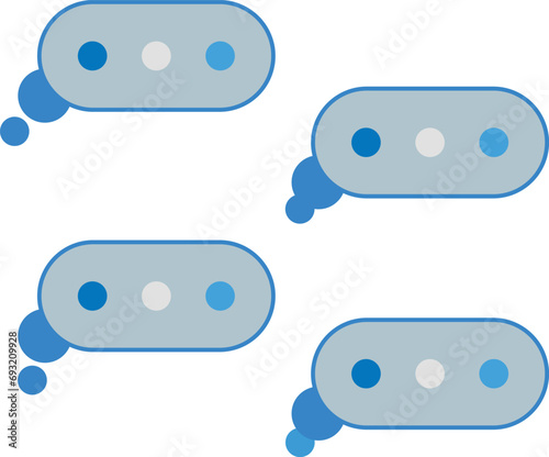 Chat Icon flat symbol vector. Sign that the message is in progress. Blue notification cloud.