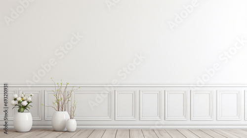 Clean and minimalist, a white classic wall background offers a timeless and stylish foundation for any room.