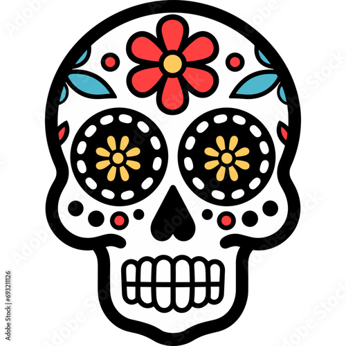 colorful sugar skull for day of the dead vector