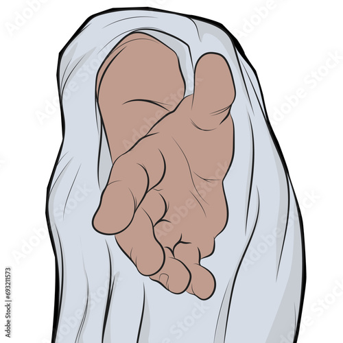 Hand of Jesus Christ, asking you to follow him.