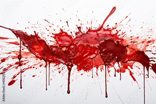 Dramatic contrast, Blood drops on a pristine white background, a visceral and evocative image capturing intensity in this stock photo moment.