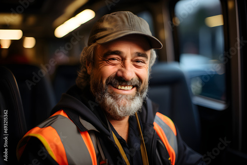 Smiling portrait of bus drive