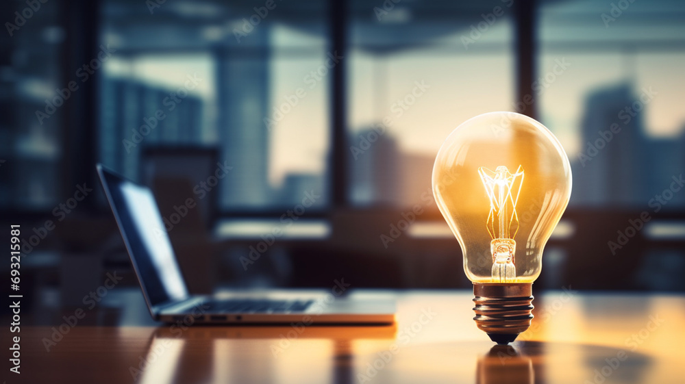 light bulb on desk in the modern office