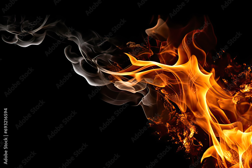Ethereal flames, Dynamic play of flames on a dark background, a ...