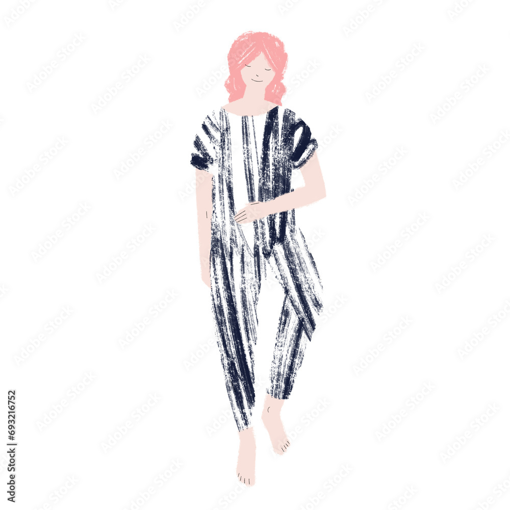 Fototapeta premium Sleeping young women, hand drawn illustration