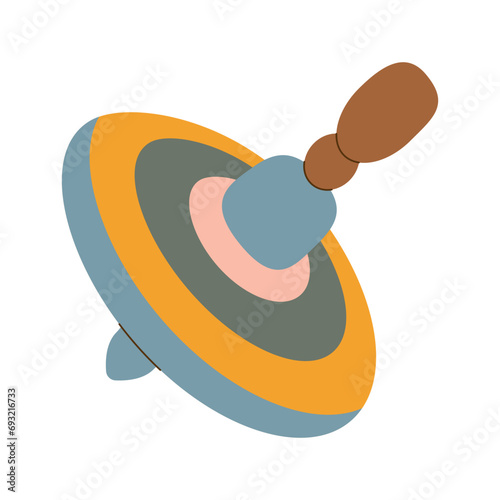 Baby spinning top toy Retro style modern vector illustration