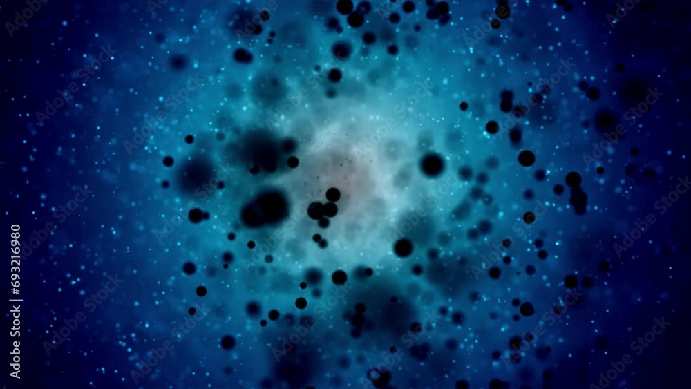 Shining particles with bokeh effect and soft light on dark background ...