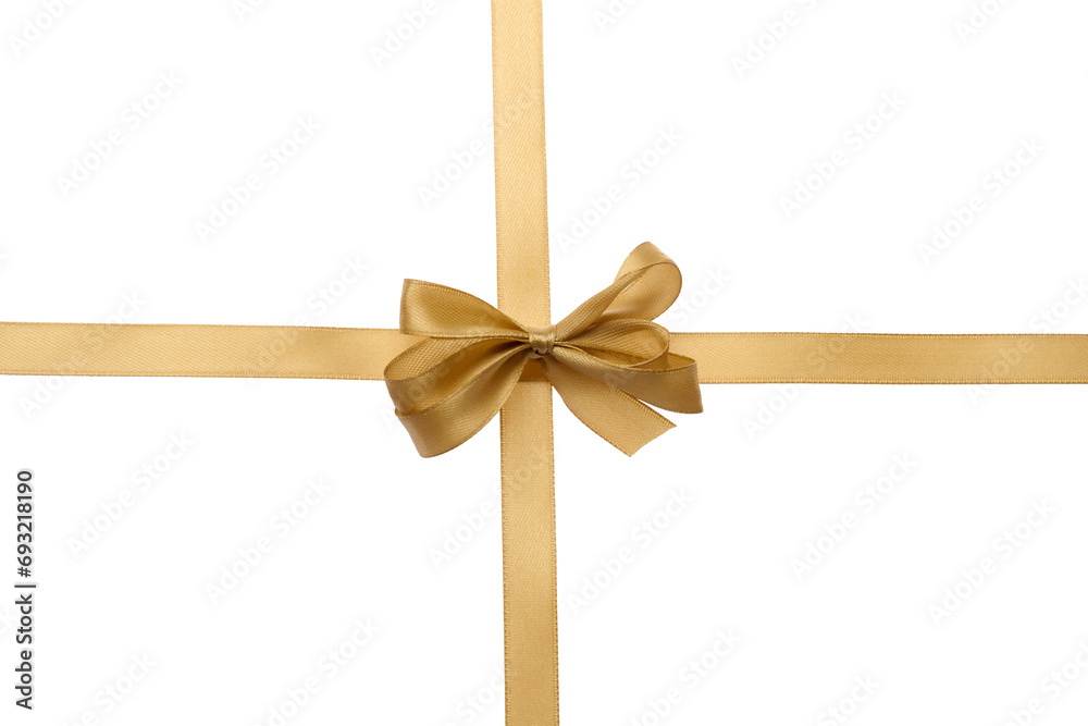 Tied bow from brown silk ribbon on isolated background, decor for gift Tied bow from brown silk ribbon on isolated background, decor for gift