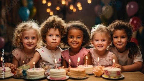 happy children having fun at birthday party