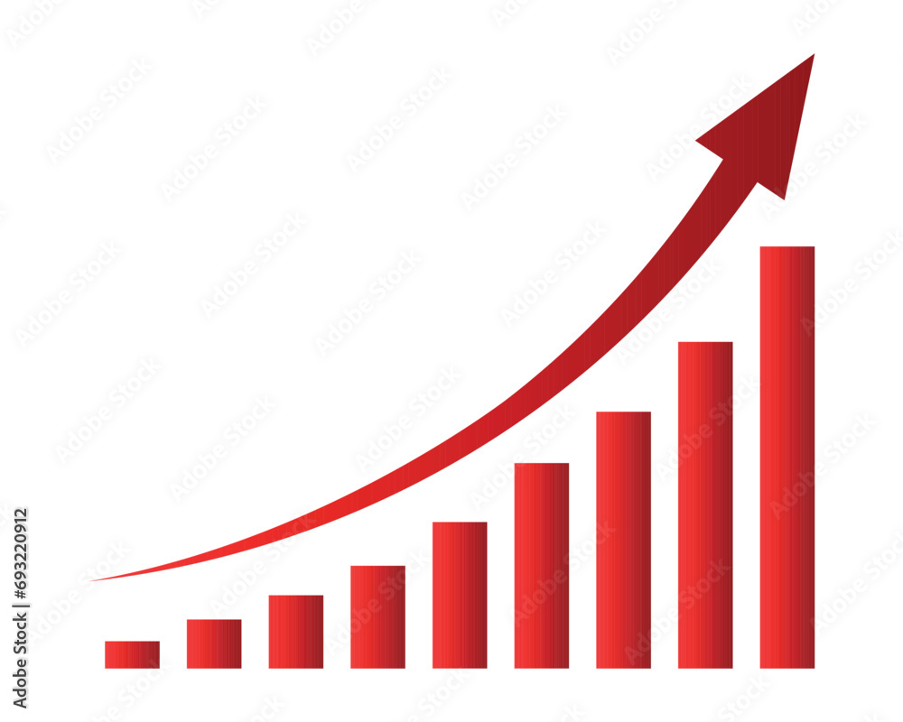Growing business red arrow on white. Profit red arrow, Vector illustration.Business concept, growing chart. Concept of sales symbol icon with arrow moving up. Economic Arrow With Growing Trend. Growing business red arrow on white. Profit red arrow, Vector illustration.Business concept, growing chart. Concept of sales symbol icon with arrow moving up. Economic Arrow With Growing Trend.