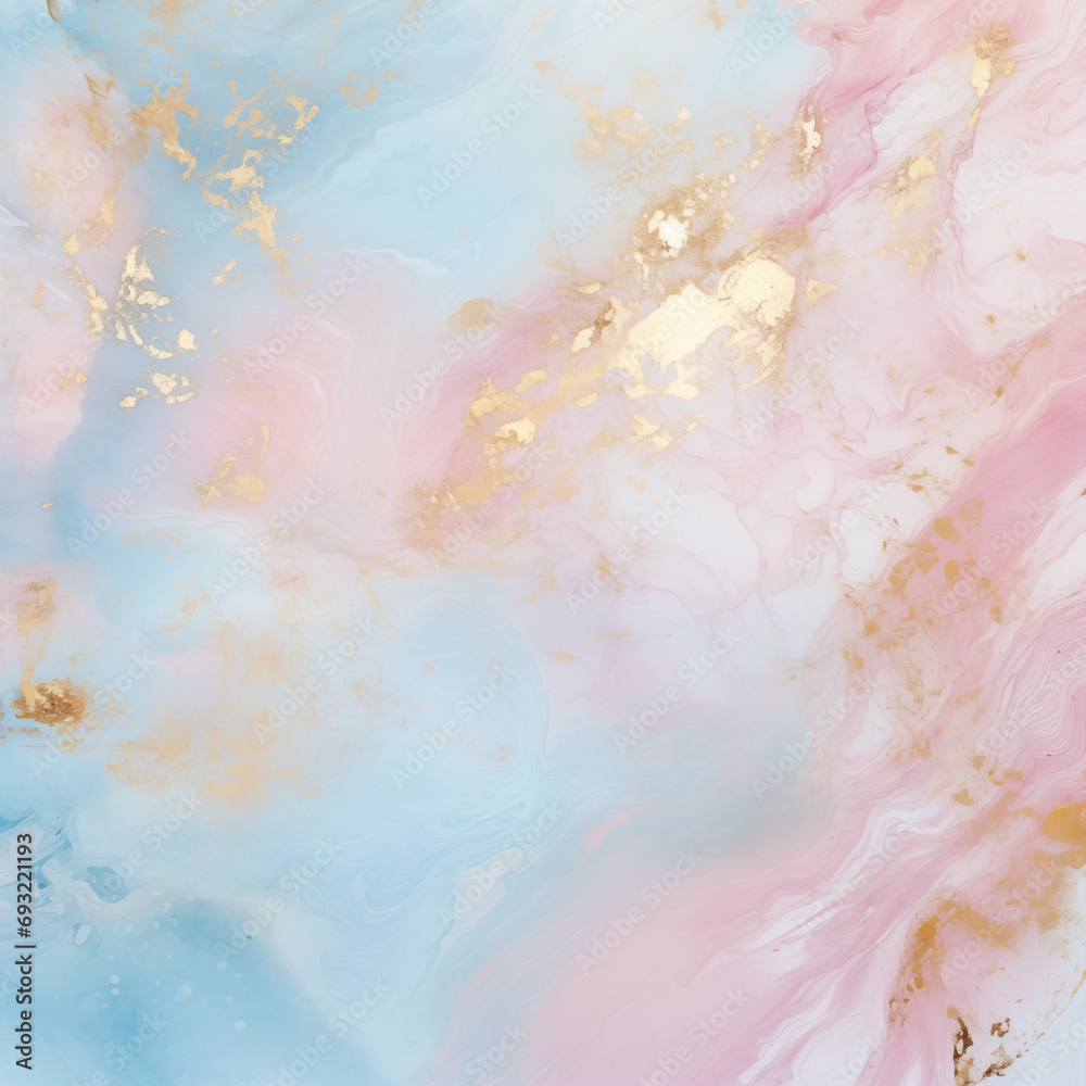 Cotton Candy Soft Marble Background with Gold