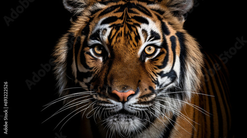 Portrait of a Tiger with a black background. generative ai