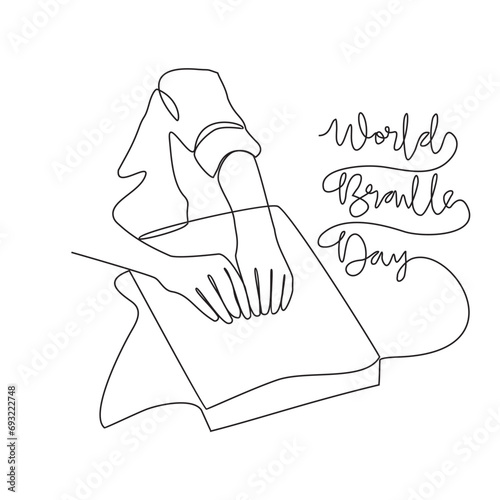 One continuous line drawing of World braille day vector illustration. World braille day design illustration simple linear style vector concept. World braille day design asset vector illustration.