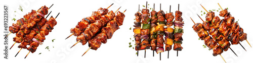 Grilled Chicken Skewers Hyperrealistic Highly Detailed Isolated On Transparent Background Png File